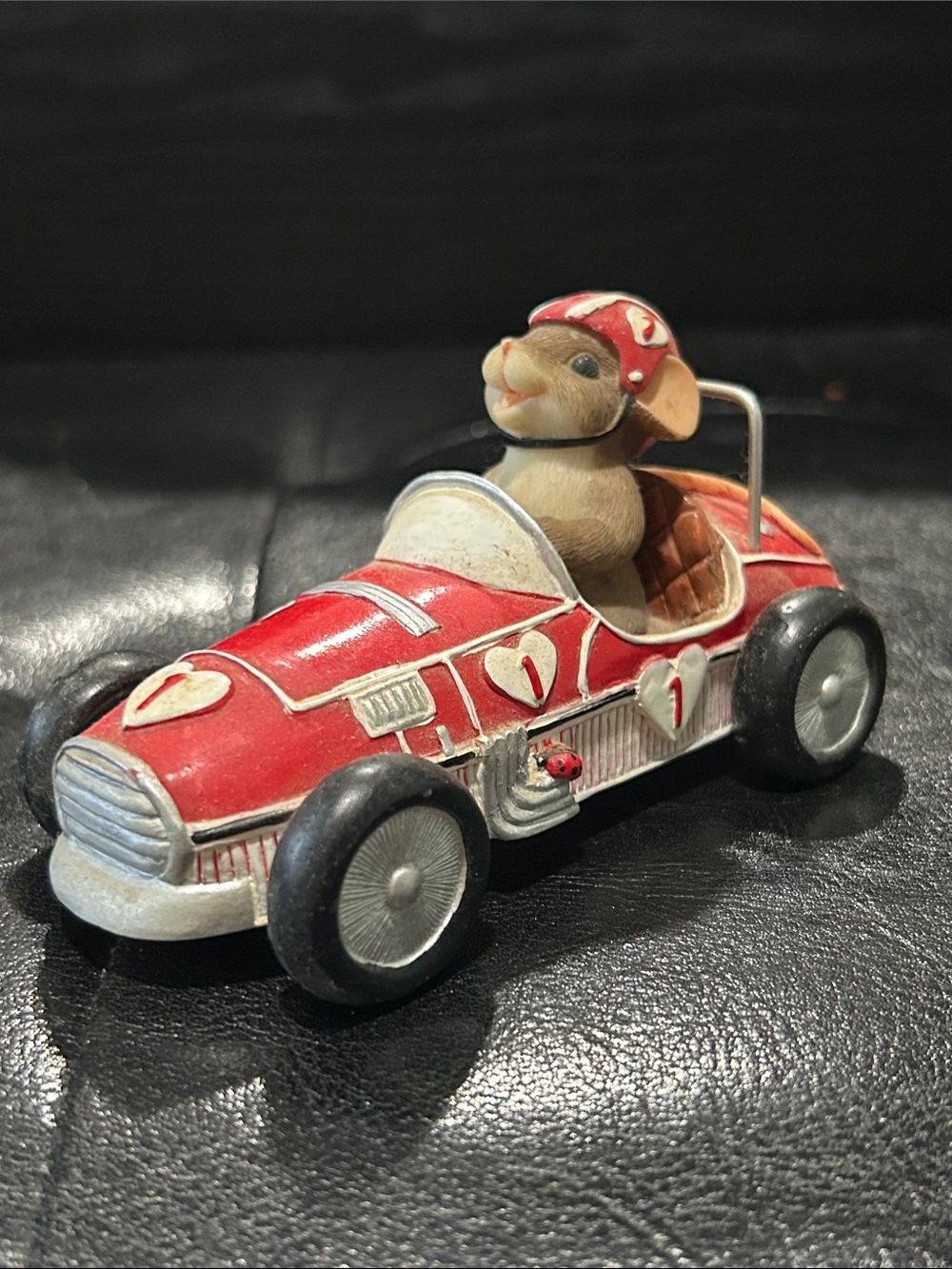 Red Racing Mouse Figurine Toy Car - Decorative Collectible